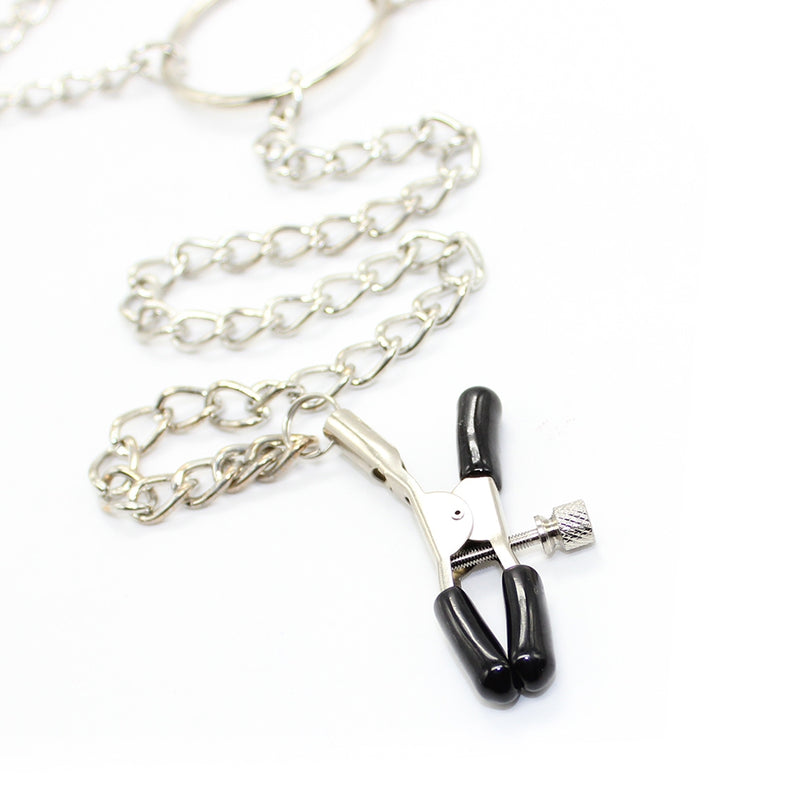 Smart Moves - Nipple Clamps and Clitoral Clamp on Chain - Adjustable - Silver-Erotiekvoordeel.nl