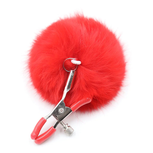 Smart Moves - Nippelklemmen mit flauschigen Pompons - Rot - Erotiekvoordeel.nl