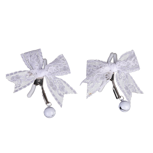 Smart Moves - Nippelklemmen mit Spitzen-Schleife und Glöckchen - Silber/Weiß - Erotiekvoordeel.nl