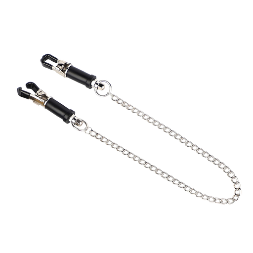 Smart Moves - Pinzas para pezones con tuercas y cadena - Ajustables - Negro/Plata-Erotiekvoordeel.nl