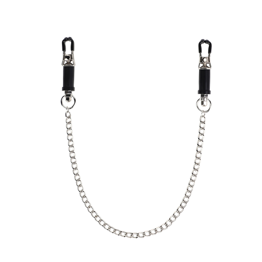 Smart Moves - Pinzas para pezones con tuercas y cadena - Ajustables - Negro/Plata-Erotiekvoordeel.nl