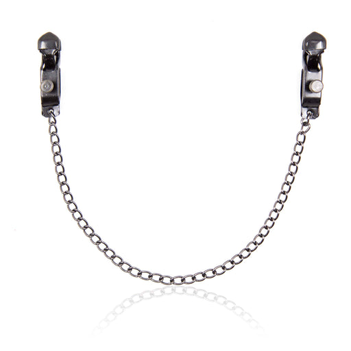 Smart Moves - Pinzas para pezones con tornillo de ajuste y cadena - Negro-Erotiekvoordeel.nl