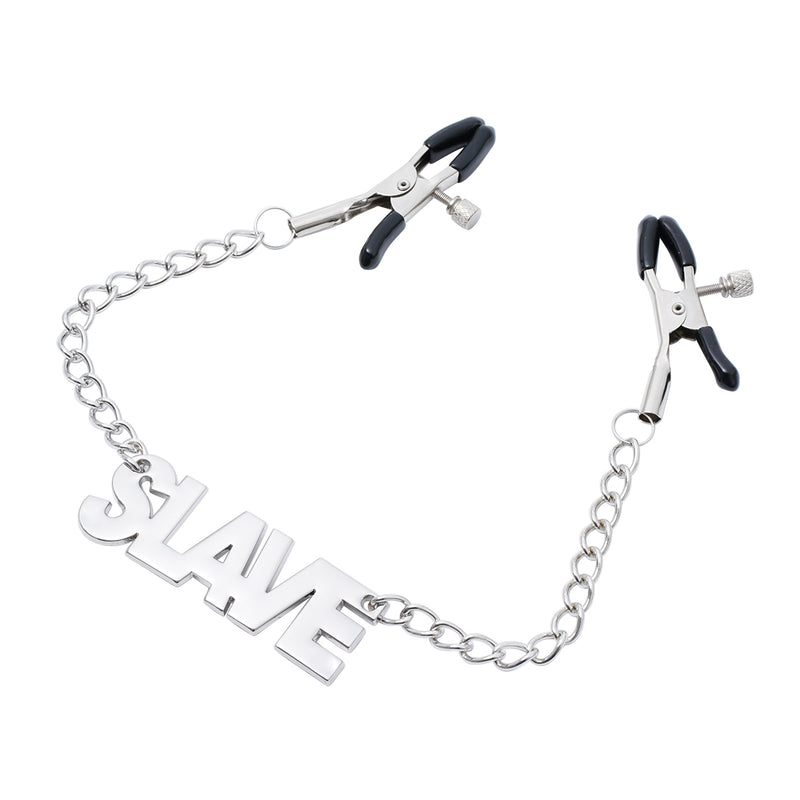 Smart Moves - Pinzas para pezones con colgante con la palabra SLAVE-Erotiekvoordeel.nl