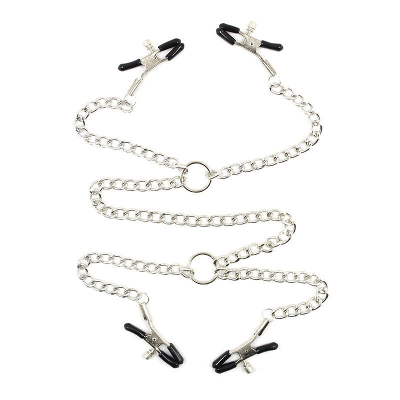 Smart Moves - Nippelklemmen und Schamlippenklemmen an Kette - Verstellbar - Silber-Erotiekvoordeel.nl