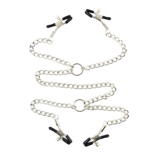 Smart Moves - Nipple Clamps and Labia Clamps on a Chain - Adjustable - Silver-Erotiekvoordeel.nl