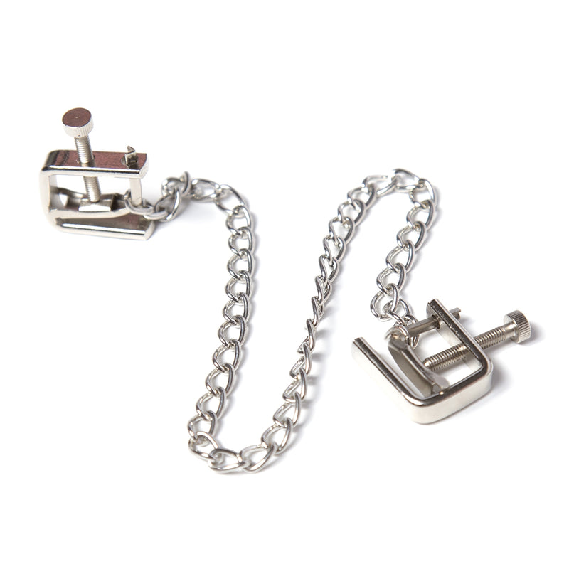 Smart Moves - Square Screw Nipple Clamps with Chain - Silver-Erotiekvoordeel.nl