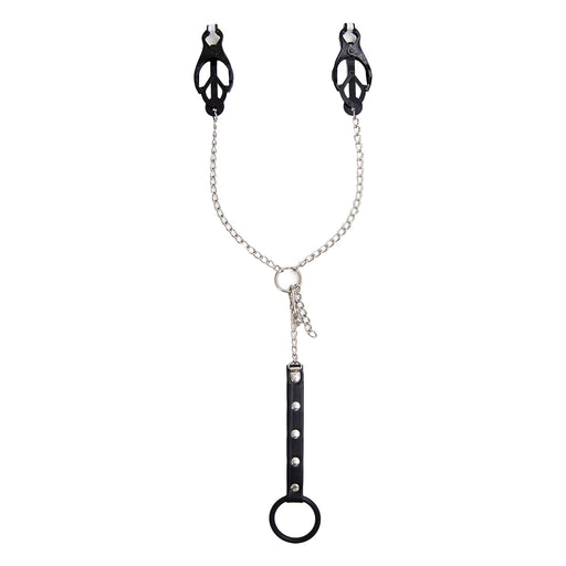 Smart Moves - Black Nipple Clamps with Chain to Cock Ring - Erotiekvoordeel.nl