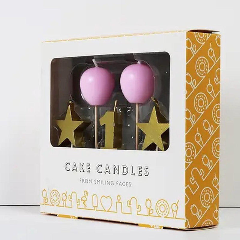 Smiling Faces - Candeline per torte - Decorazioni per cupcake - 1° compleanno bambina - Rosa/Oro - 5 pezzi-Erotiekvoordeel.nl