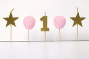 Smiling Faces - Candeline per torte - Decorazioni per cupcake - 1° compleanno bambina - Rosa/Oro - 5 pezzi-Erotiekvoordeel.nl