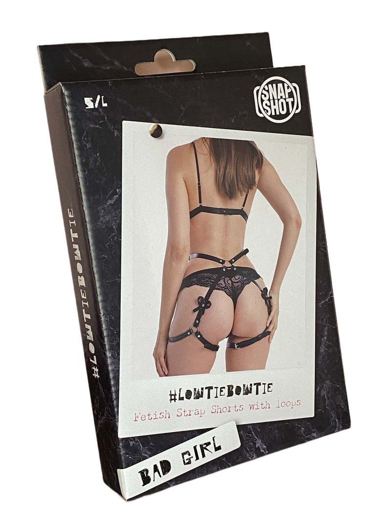 Snapshot Bad Girl - Fetyszowy Szelki Z Paskami Do Pończoch I Kokardkami - Rozmiar Uniwersalny - Czarny - Erotiekvoordeel.nl