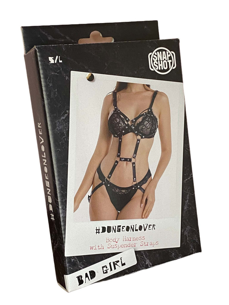 Snapshot - Bad Girl - #dungeonlover - Body con bretelle - Taglia unica - Nero-Erotiekvoordeel.nl
