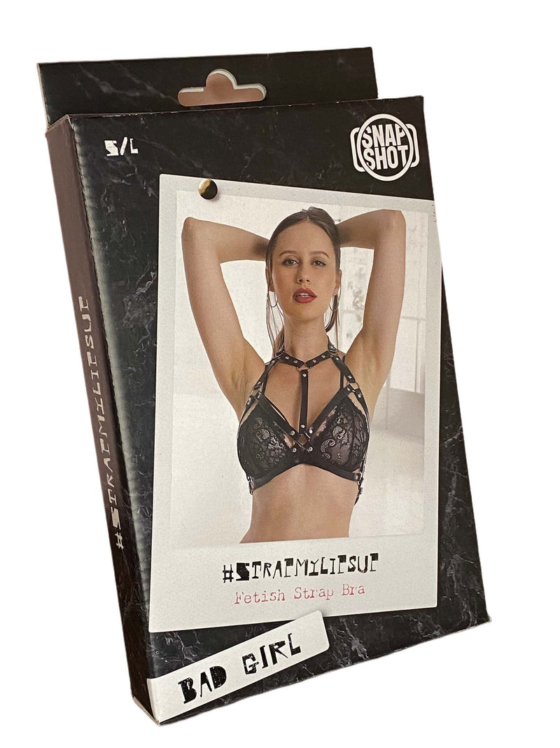 Snapshot Bad Girl - #strapmylipsup - Reggiseno fetish con cinturini - Taglia unica - Nero-Erotiekvoordeel.nl