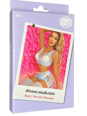 Snapshot - #dancingqueen - Visnet Rokje, Top en Kousen - One Size - Lichtblauw-Erotiekvoordeel.nl