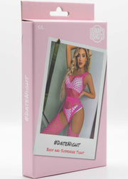 Snapshot - #datenight - Bodysuit with Suspender Panty Set - One Size - Hot Pink-Erotiekvoordeel.nl