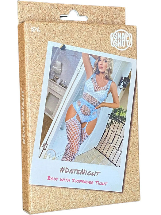 Snapshot - #datenight - Visnet Body met Jarretel Panty Set - One Size - Blauw-Erotiekvoordeel.nl