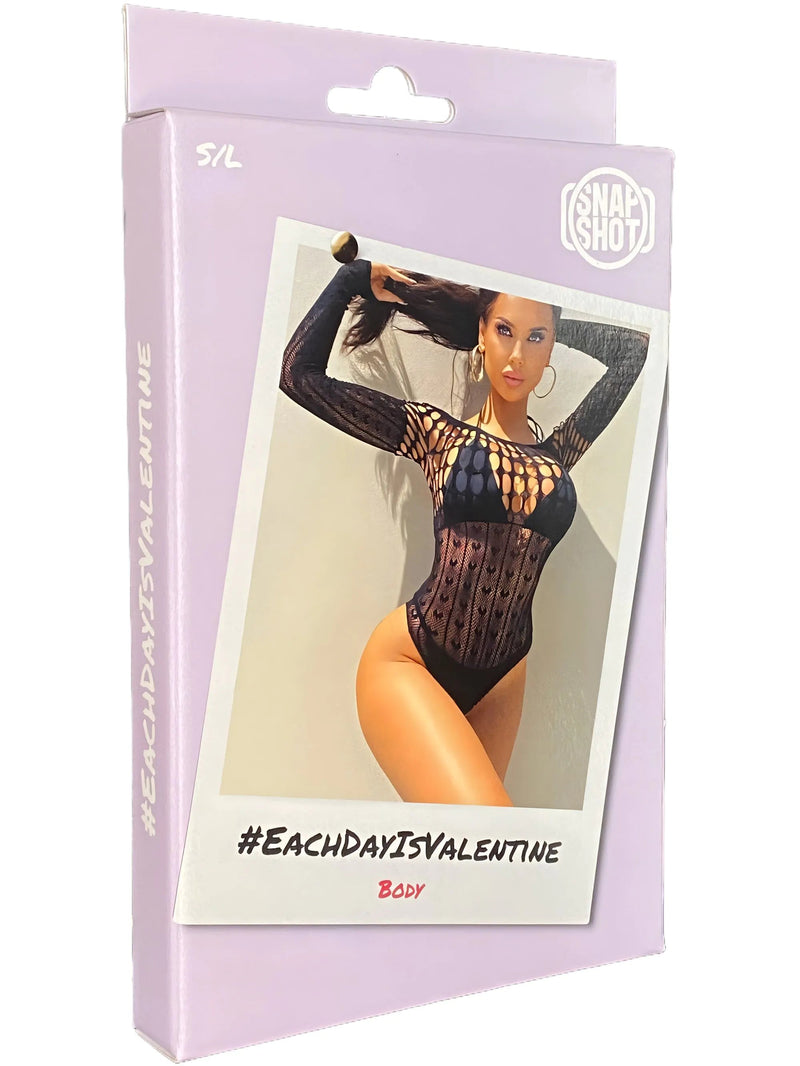 Snapshot - #eachdayisvalentine - Body Hartjes en Lange Mouwen - One Size - Zwart-Erotiekvoordeel.nl