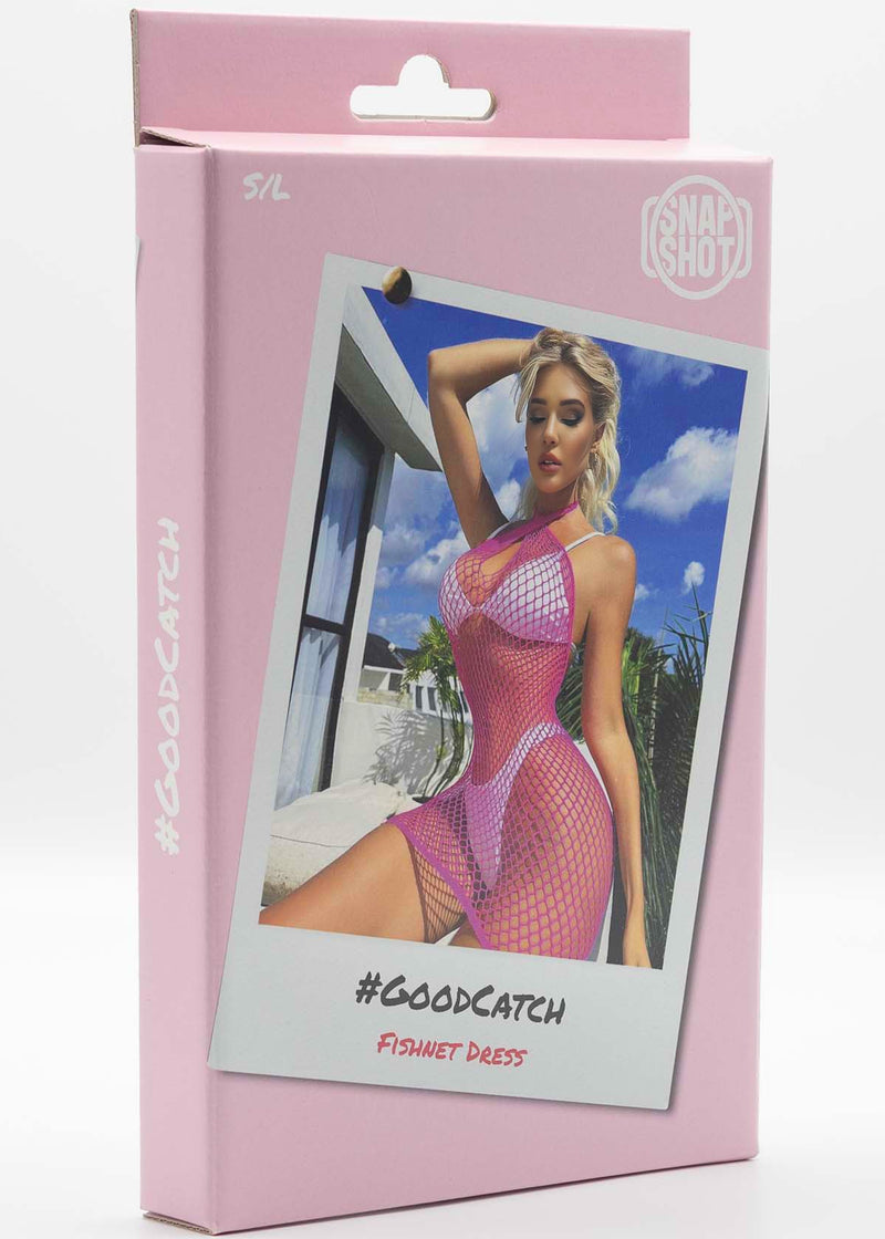 Snapshot - #goodcatch - Mini-robe en résille - Taille unique - Rose vif - Erotiekvoordeel.nl