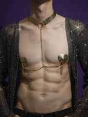 Snapshot - #heartofgold - Hartvormige Tepelstickers met Collar en Kettingen - Goud-Erotiekvoordeel.nl