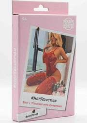 Snapshot - #hotseduction - Body y medias con pedrería - Talla única - Rojo-Erotiekvoordeel.nl