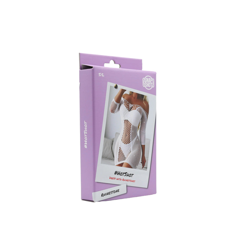 Snapshot - #hotshot - Vestidito sexy con pedrería - Talla única - Blanco-Erotiekvoordeel.nl