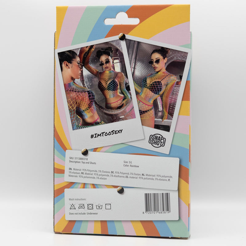 Snapshot - #imtoosexy - Slip, top e guanti a rete - Taglia unica - Multicolore-Erotiekvoordeel.nl