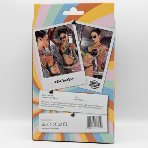 Snapshot - #imtoosexy - Braguitas, top y guantes de rejilla - Talla única - Multicolor-Erotiekvoordeel.nl