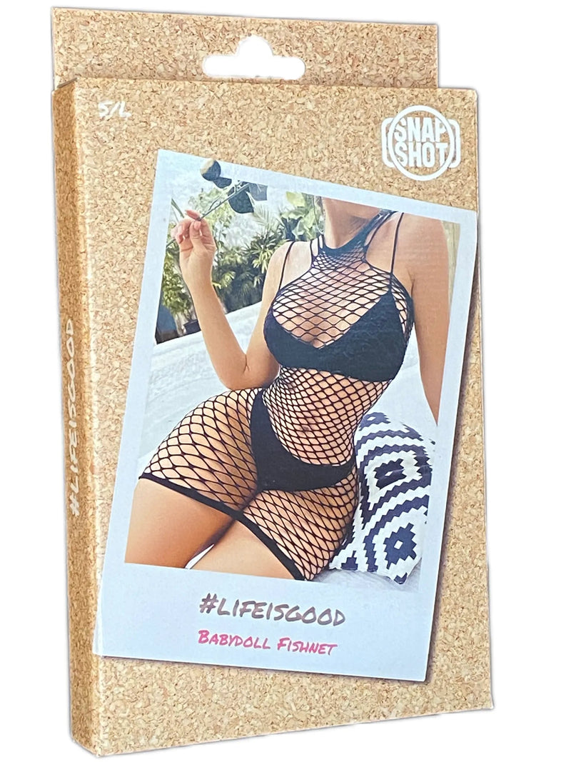Snapshot - #lifeisgood - Mini Jurk Visnet - One Size - Zwart-Erotiekvoordeel.nl