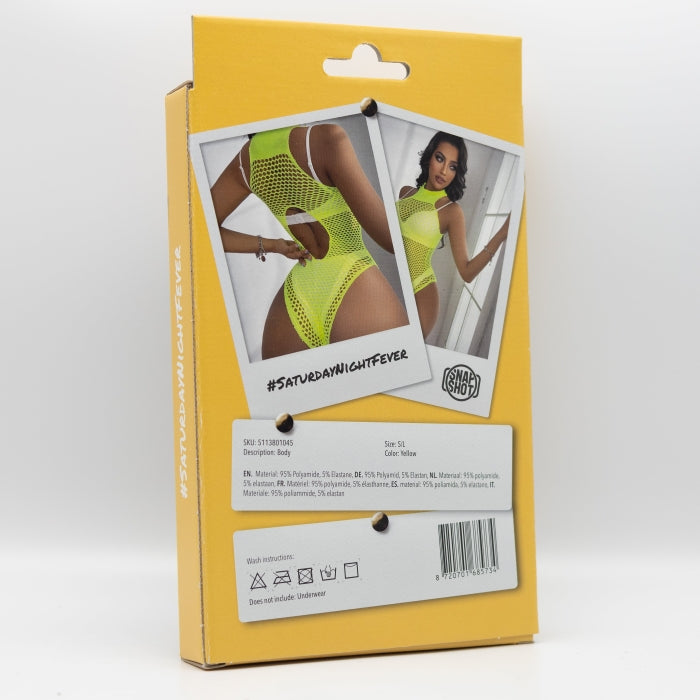 Snapshot - #saturdaynightfever - Body de rejilla - Talla única - Amarillo-Erotiekvoordeel.nl
