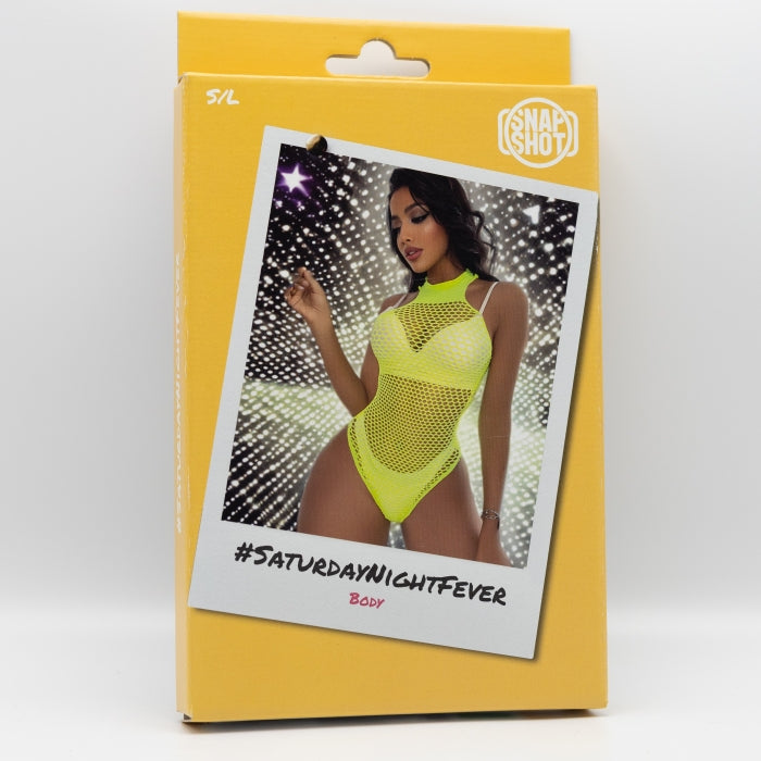 Snapshot - #saturdaynightfever - Body de rejilla - Talla única - Amarillo-Erotiekvoordeel.nl