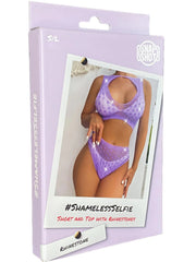 Snapshot - #shamelessselfie - Braguitas de rejilla y top con pedrería - Talla única - Lila-Erotiekvoordeel.nl