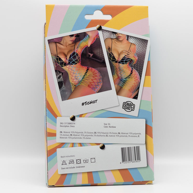 Snapshot - #sohot - Vestido de rejilla con agujeros extra grandes - Talla única - Rainbow-Erotiekvoordeel.nl