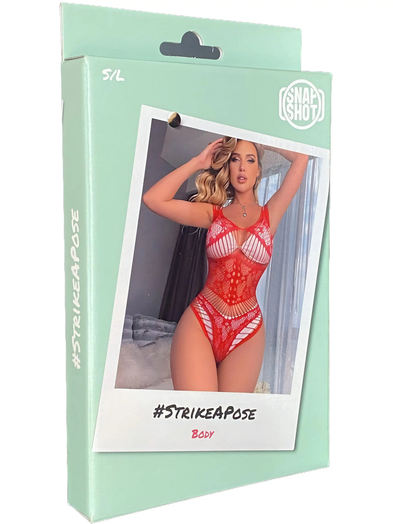 Snapshot - #strikeapose - Body de rejilla - Talla única - Rojo-Erotiekvoordeel.nl