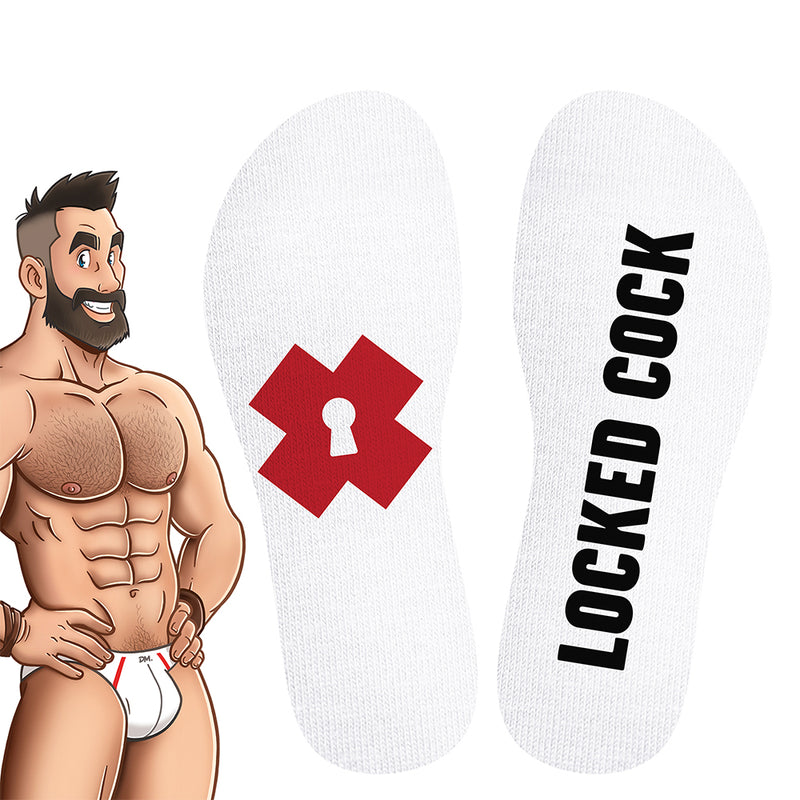 SneakXX - Sneaker Sokken LOCKED COCK - Wit-Erotiekvoordeel.nl