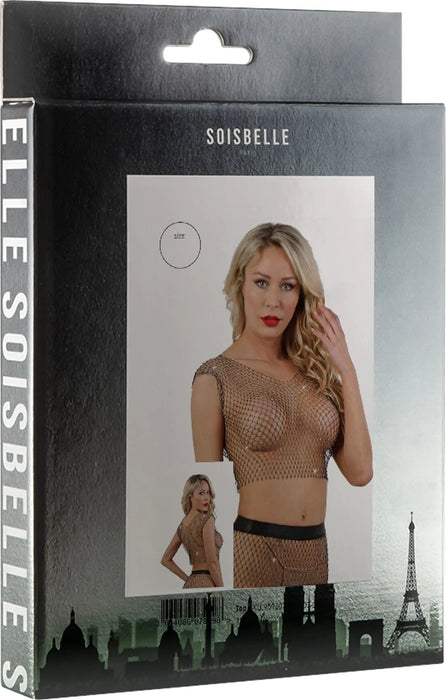Soisbelle Paris - Net Top met Strass Steentjes - One Size - Zwart-Erotiekvoordeel.nl