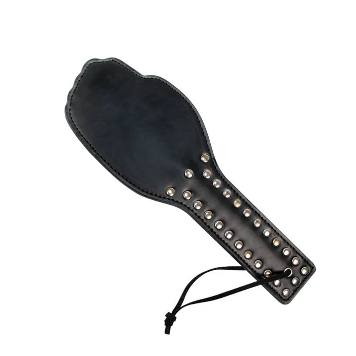 Leren Spanking Plak - Studded Hand - Zwart-Erotiekvoordeel.nl
