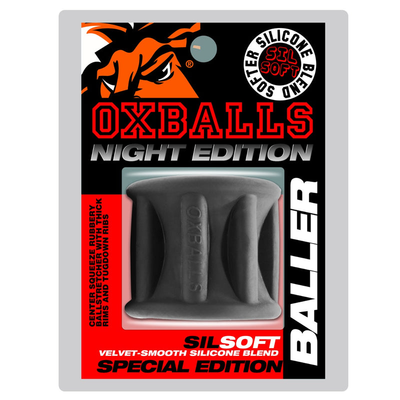 Sport Fucker - Baller - Anneau pénien et étireur de testicules - Édition Night - Silicone/TPR - Noir-Erotiekvoordeel.nl
