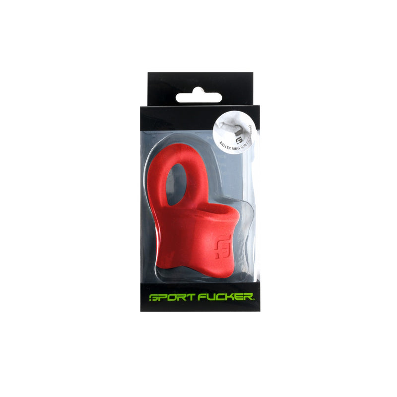 Sport Fucker - Baller - Anello fallico e Ballstretcher - Silicone - Rosso-Erotiekvoordeel.nl