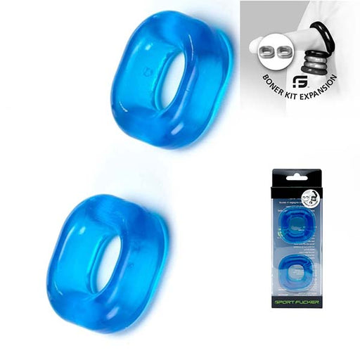 Sport Fucker - Boner Expansion Pack - Cockrings extensibles - Bleu glacier-Erotiekvoordeel.nl