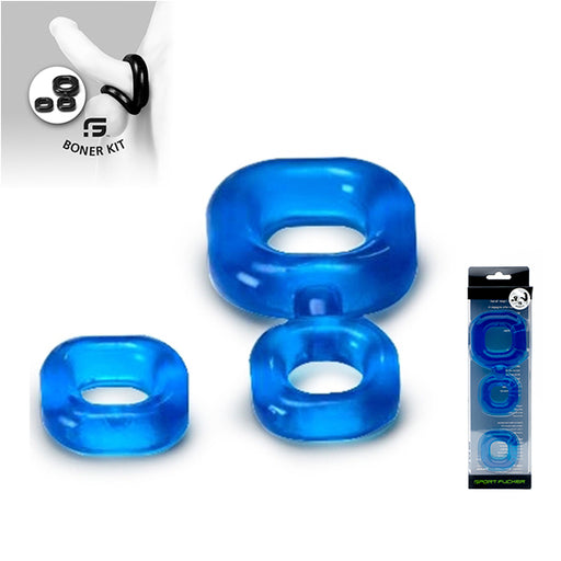 Sport Fucker - Boner Kit - Anillo para el pene y estirador de testículos - Azul hielo-Erotiekvoordeel.nl