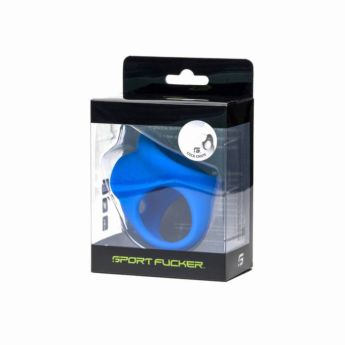 Sport Fucker - Cock Chute - Rekbare Cockring en Ballenspreider - Liquid Siliconen - Blauw-Erotiekvoordeel.nl