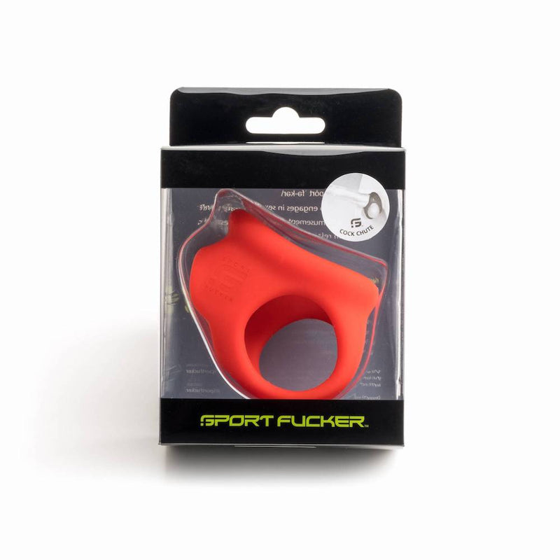 Sport Fucker - Cock Chute - Anello fallico elastico e divaricatore per testicoli - Silicone liquido - Rosso-Erotiekvoordeel.nl