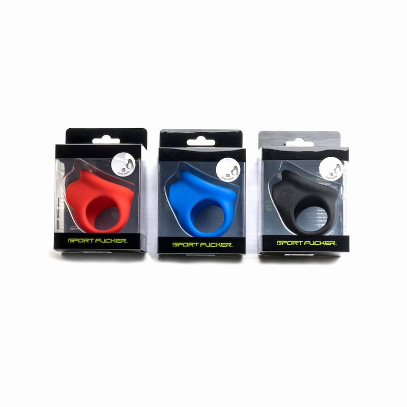 Sport Fucker - Cock Chute - Anello fallico elastico e divaricatore per testicoli - Silicone liquido - Rosso-Erotiekvoordeel.nl