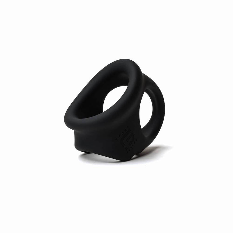 Sport Fucker - Cock Chute - Rekbare Cockring en Ballenspreider - Liquid Siliconen - Zwart-Erotiekvoordeel.nl