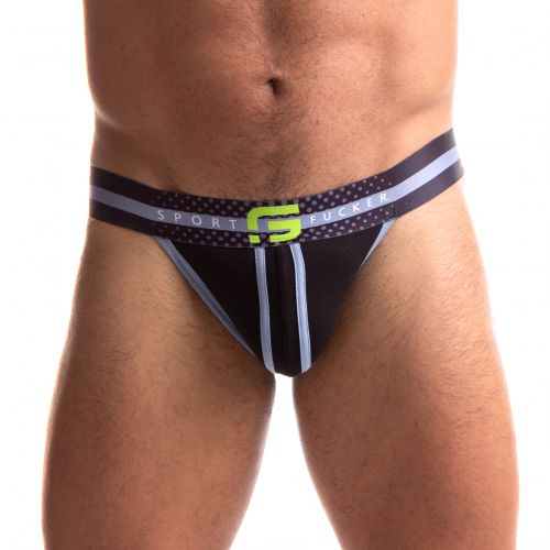 Sport Fucker Jersey - Jockstrap - Zwart/Groen-Erotiekvoordeel.nl