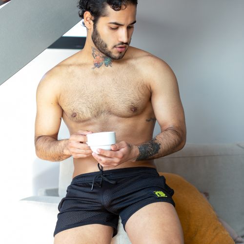 Sport Fucker - Jersey - Semi-transparante Mesh Short - Zwart-Erotiekvoordeel.nl