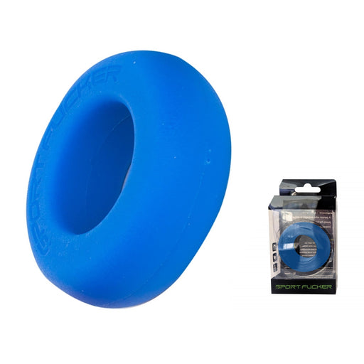 Sport Fucker - Muscle Ring - Anneau pénien ou extenseur de testicules en silicone - Bleu - Erotiekvoordeel.nl