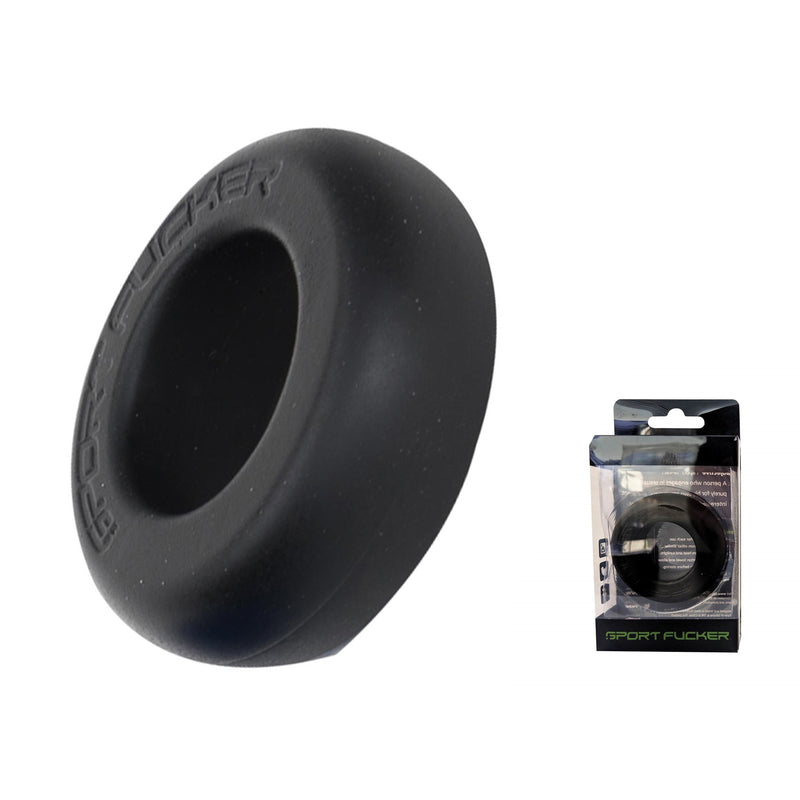 Sport Fucker - Muscle Ring - Anneau pénien ou extenseur de testicules en silicone - Noir - Erotiekvoordeel.nl