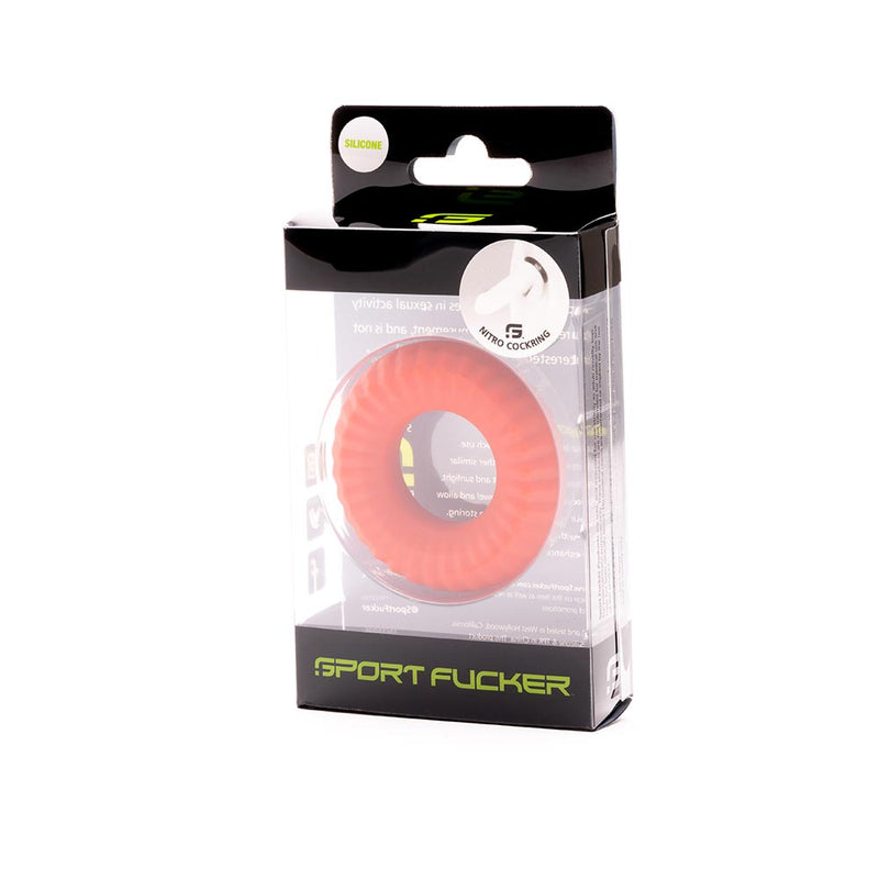 Sport Fucker - Nitro Ring - Anneau pénien ou extenseur de testicules en silicone - Rouge-Erotiekvoordeel.nl