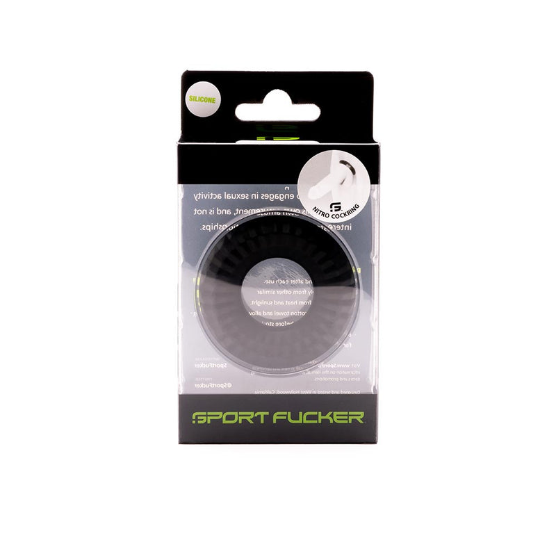 Sport Fucker - Nitro Ring - Anneau pénien ou extenseur de testicules en silicone - Noir-Erotiekvoordeel.nl