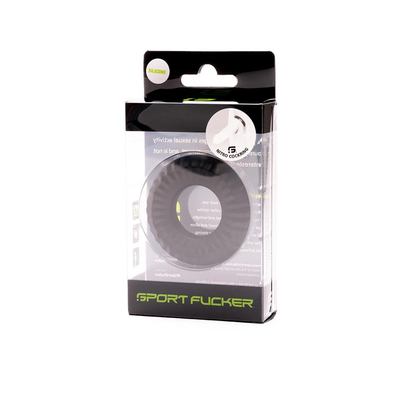 Sport Fucker - Nitro Ring - Anneau pénien ou extenseur de testicules en silicone - Noir-Erotiekvoordeel.nl